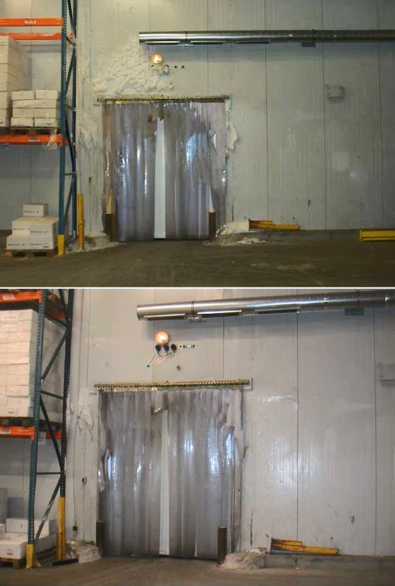 Ice formation before and after the installation of a dehumidifier. Ice formation before and after the installation of a dehumidifier.